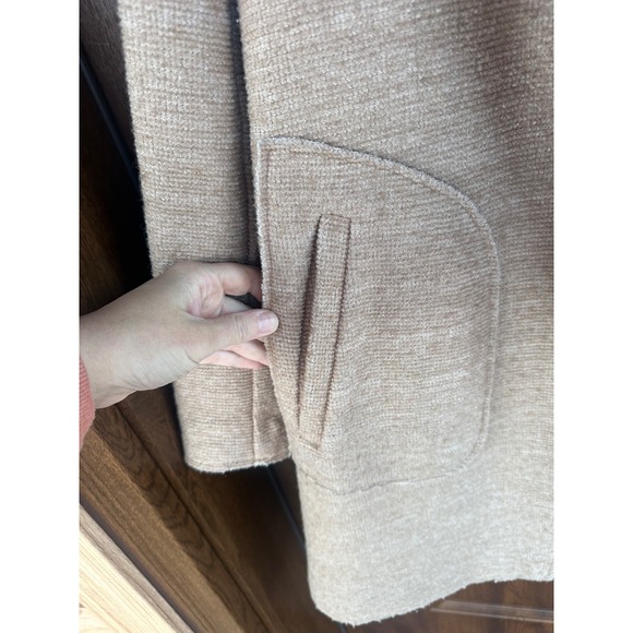 Women's Stradivarius Wool Blend Open-Front Notched Lapel Patch Pocket Overcoat M - Picture 6 of 8